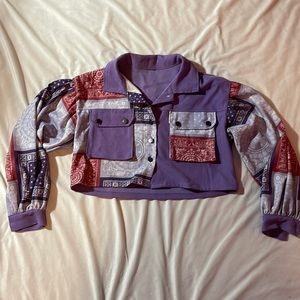 Bandana Multicolored Cropped Patchwork Jacket